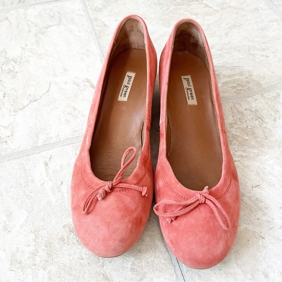 PAUL GREEN Munchen Coral Orange Pink Suede Wedge Sandals Shoes Size US Women’s 7 - Picture 10 of 12